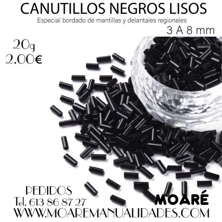 Canutillos negros lisos 3A8mm