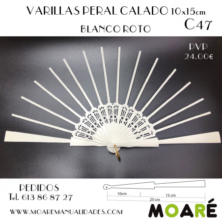 Varillas abanico PERAL CALADO BLANCO ROTO 10+15cm