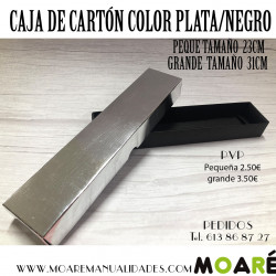 caja para abanico plata y negro 24.5cm