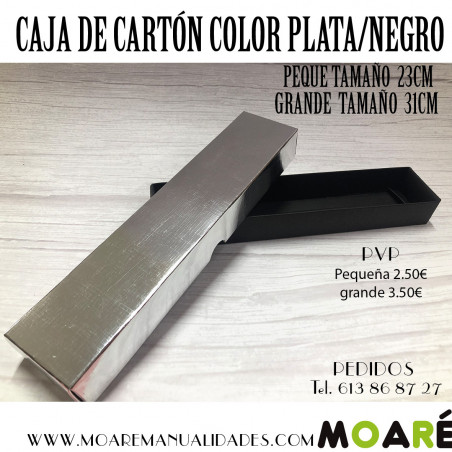 caja abanico plata  y negro