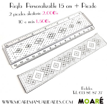 Regla 15cm ENCAJE DE BOLILLOS + picado