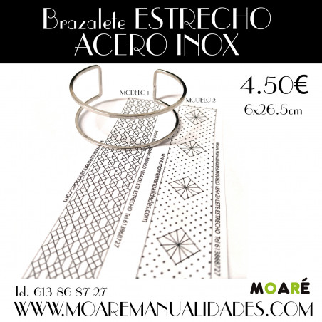 BRAZALETE ESTRECHO ACERO + PATRÓN ENCAJE  DE BOLILLOS
