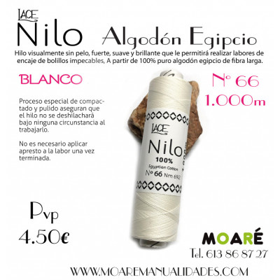 Algodón egipcio LACE NILO   labores encaje de bolillos HILO