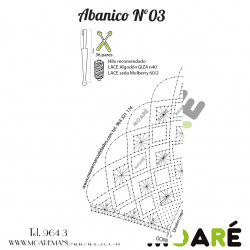 Varillas abanico SIPO BLANCO ROTO 14.5X6.5CM Encaje de bolillos