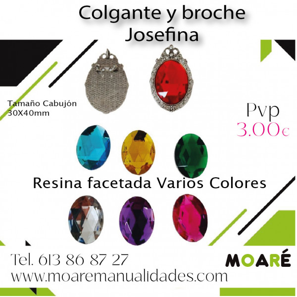 Colgante  Y BROCHE JOSEFINA  RESINA VARIOS COLORES