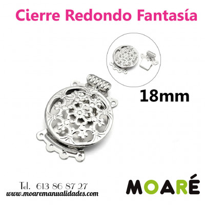 Cierre redondo Caja labrado Fantasia 3 vias 18mm plata Cierre redondo Caja labrado Fantasia 3 vias 18mm plata