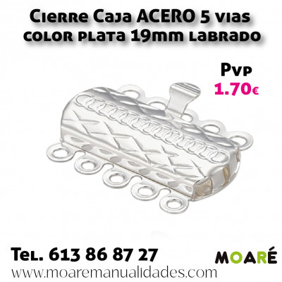 Cierre Caja ACERO PLATA 5 vías 19mm labrado