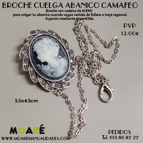 BROCHE CUELGA ABANICO CAMAFEO