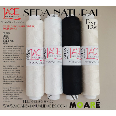 SEDA LACE Mulberry encaje de bolillos bordado en tul silk silken HILO