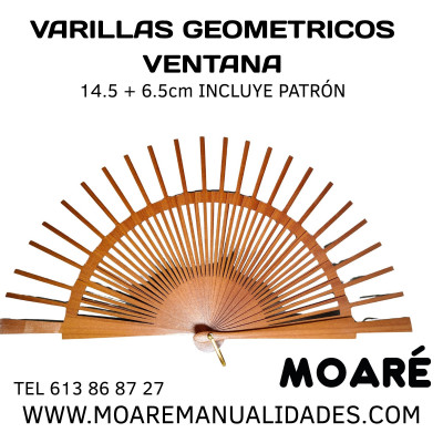 Varillas abanico  GEOMETRICO VENTANEncaje de bolillos o bordado en tul