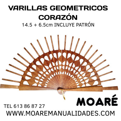 Varillas abanico  CORAZON  Encaje de bolillos o bordado en tul