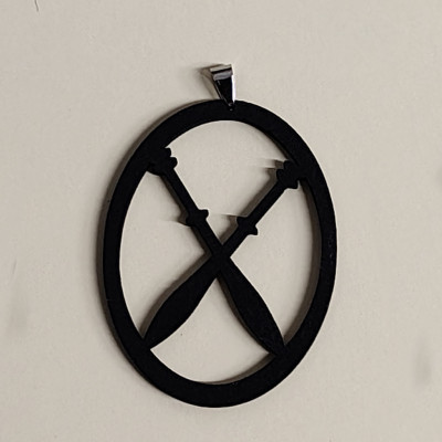 Colgante de madera bolillos cruzados + patrón y cordon 60cm