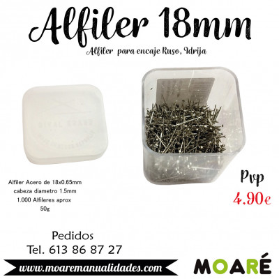 Alfiler Acero 18mm encaje bolillos manualidades encaje ruso