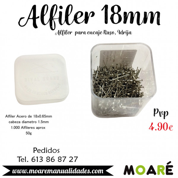 Alfiler Acero 18mm