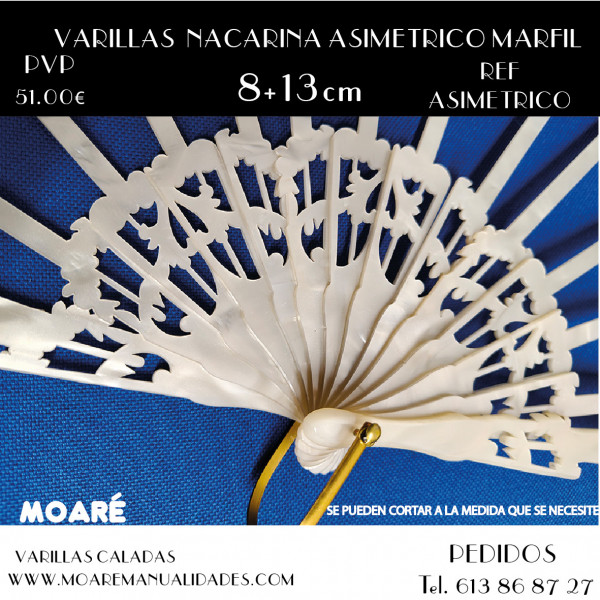Varillas Nacarina ASIMETRICO MARFIL 8+13cm