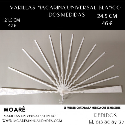 VARILLAS NACARINA BLANCO UNIVERSAL O PUÑAL