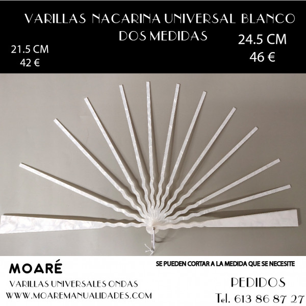 VARILLAS NACARINA BLANCO UNIVERSAL O PUÑAL