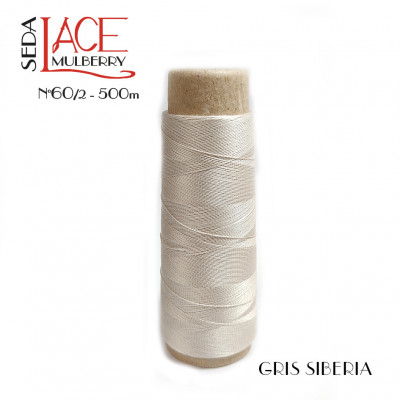Seda LACE Mulberry  GRIS SIBERIA   encaje de bolillos bordado