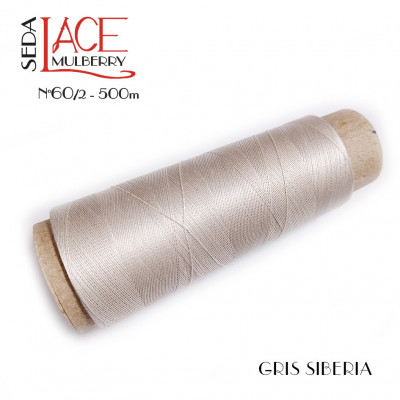 Seda LACE Mulberry  GRIS SIBERIA   encaje de bolillos bordado