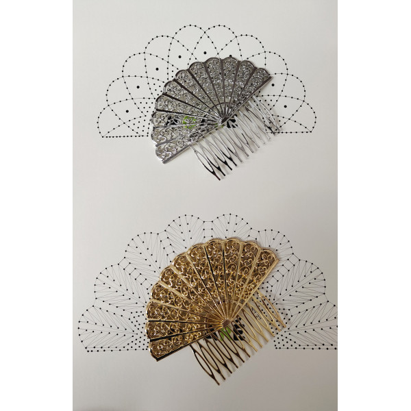 Peineta GRANDE ABANICO + PATRÓN ENCAJE DE BOLILLOS