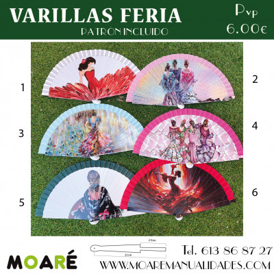 Varillas abanico FERIA + patrón 2.5cm