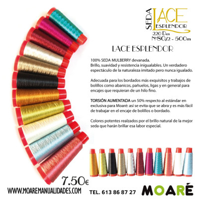 Seda Natural ESPLENDOR  especial encaje de bolillos  TOSTADO