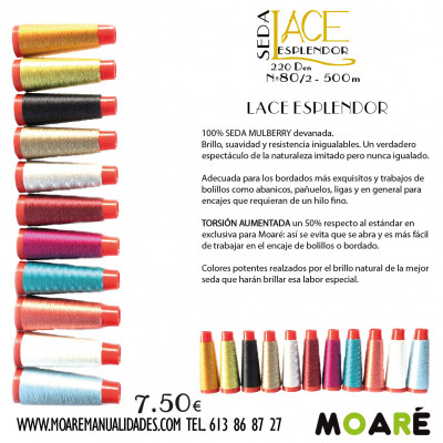 Seda ESPLENDOR alto brillo especial encaje de bolillos ORO OLIVA