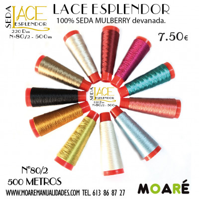 Seda ESPLENDOR alto brillo especial encaje de bolillos ORO OLIVA