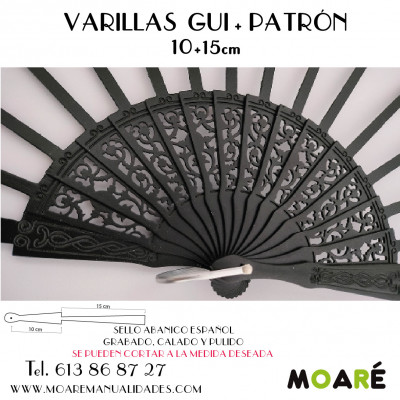 GUI Varillas abanico  NEGRO 10+15cm