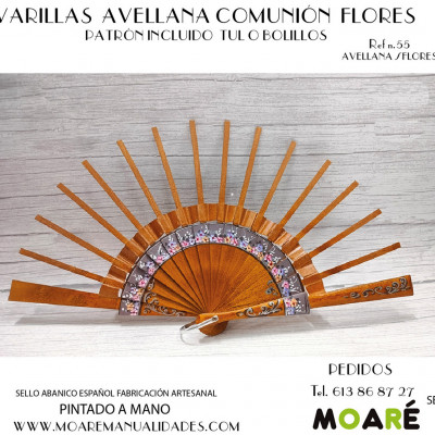 Varillas COMUNIÓN FLORES  8+9.5CM Encaje de bolillos o bordado en tul