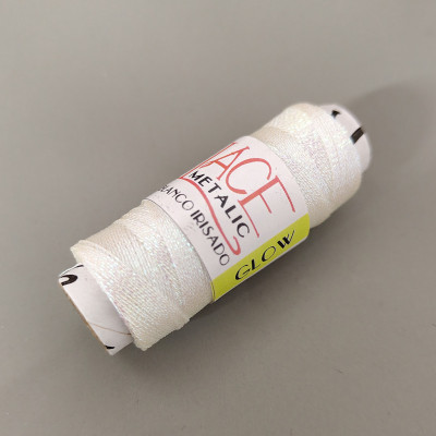 Hilo Metalizado BLANCO IRISADO LUMINISCENTE GLOW 3 CABOS 50m
