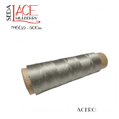 Seda LACE Mulberry  ACERO     encaje de bolillos bordado