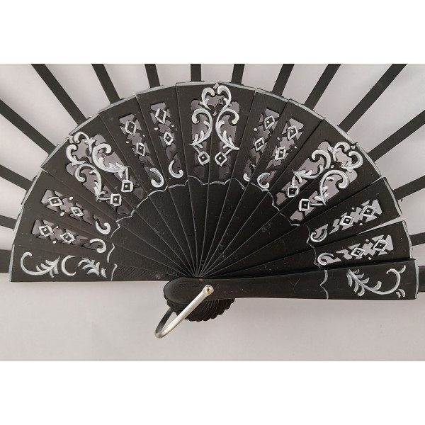 Varillas abanico PERAL CALADO NEGRO DECORADO  10+15CM