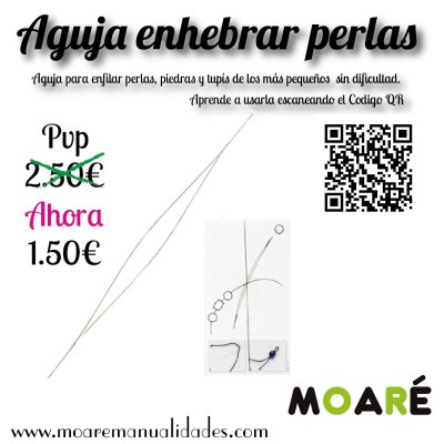 Aguja enfilar perlas  Ojo grande