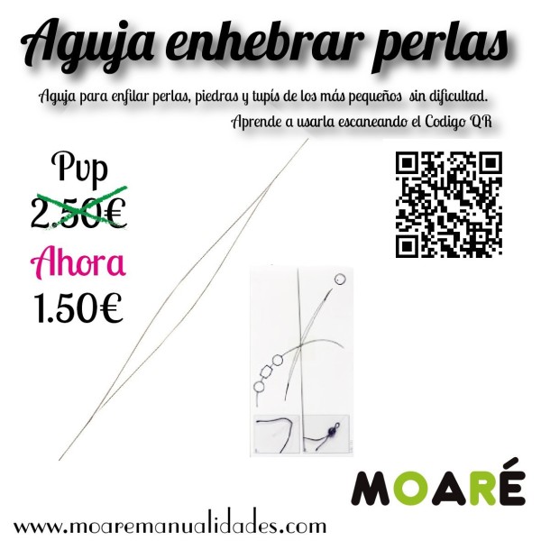 Aguja enfilar perlas  Ojo grande
