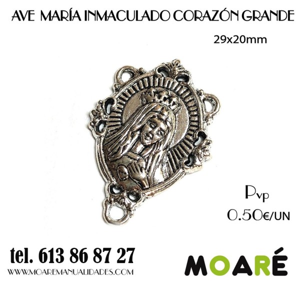 Ave maria medalla Rosario INMACULADO CORAZÓN GRANDE