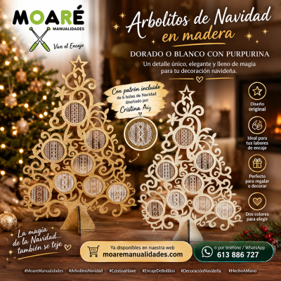 ARBOL NAVIDAD MADERA  + patron encaje de bolillos