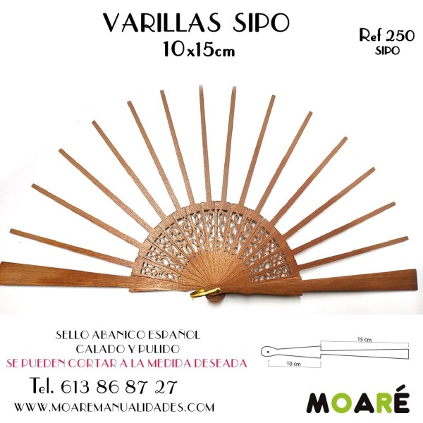 Varillas abanico SIPO PULIDO 10+15cm