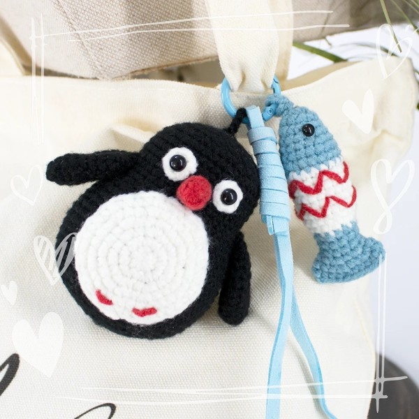 KIT AMIGURUMI LLAVERO PINGUINO