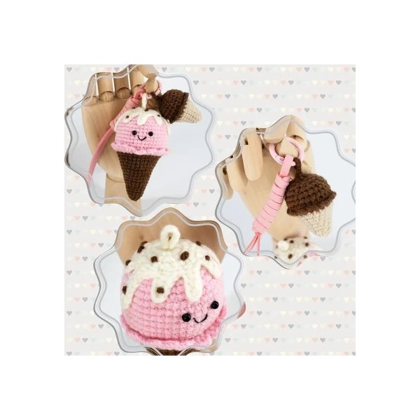 KIT LLAVERO AMIGURUMI HELADO