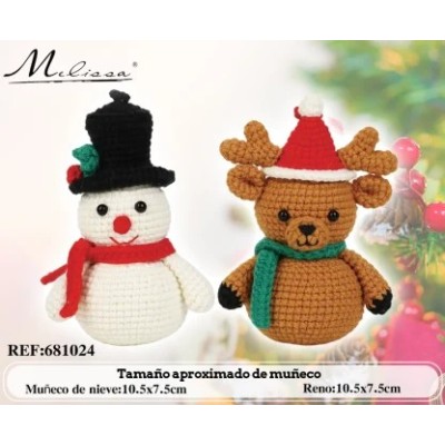 Kit Amigurumi Muñeco de Nieve y Reno