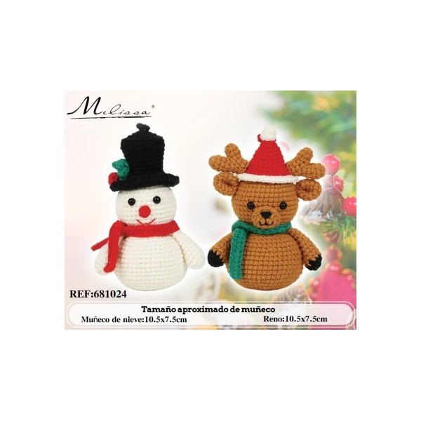 Kit Amigurumi Muñeco de Nieve y Reno