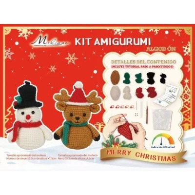 Kit Amigurumi Muñeco de Nieve y Reno