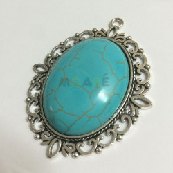 Colgante Camafeo Plata G. Turquesa Vintage plata + picado