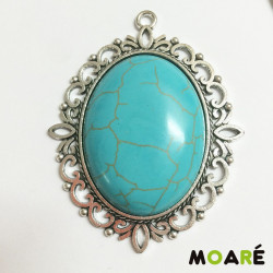 Colgante Camafeo Plata G. Turquesa Vintage plata + picado