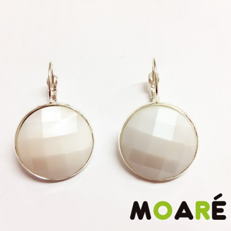 Pendientes Redondo Resina Blanco perla + picado