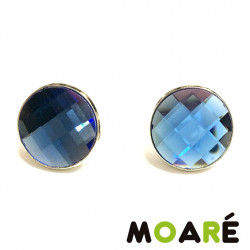 Pendientes Cristal tallado Azul Redondo  pincho + picado Pendientes Cristal tallado Azul Redondo  pincho + picado