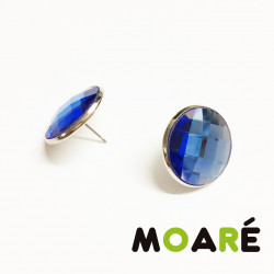 Pendientes Cristal tallado Azul Redondo  pincho + picado Pendientes Cristal tallado Azul Redondo  pincho + picado