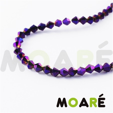 Cristal tallado Metálico  Purpura 4mm