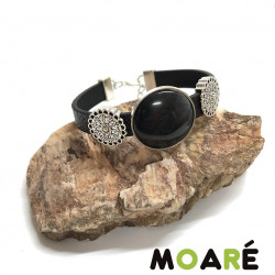 Pulsera plana negro + picado